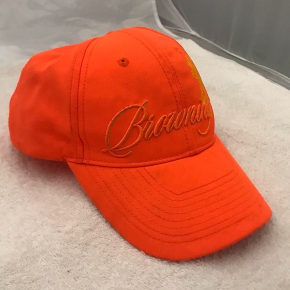 Browning Antler Logo on Adjustable Orange Hunting Cap - Picture 11 of 12